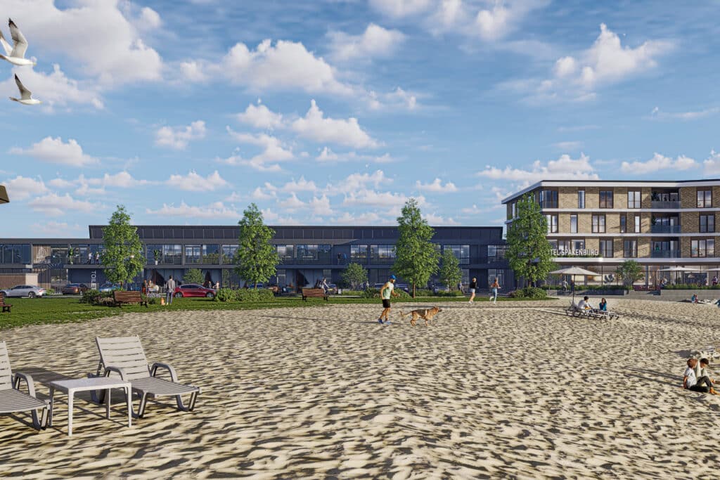 Vue panoramique sur la plage et l’eau depuis l’Hôtel Spakenburg 2